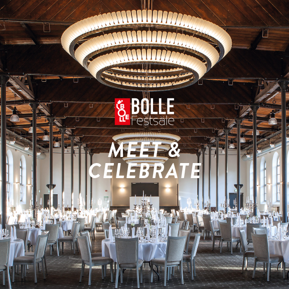 Foto BOLLE Festsäle mit Logo und Aufschrift "MEET & CELEBRATE"